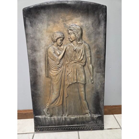 Ancient Greek Stele Of Kritto And Timarista Relief Sculpture Woman Figure Panel - Picture 1 of 9